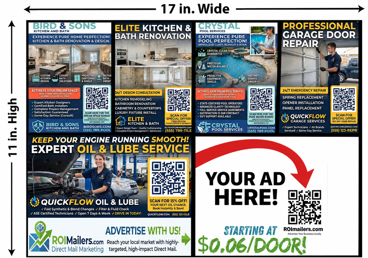 ROIMailers flyer dimensions — 17 x 11 full color